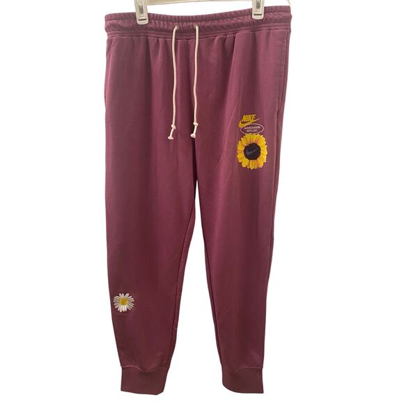 Nike Bordeaux Purple Flower Jogger Sweatpants Size XL - Picture 2 of 8